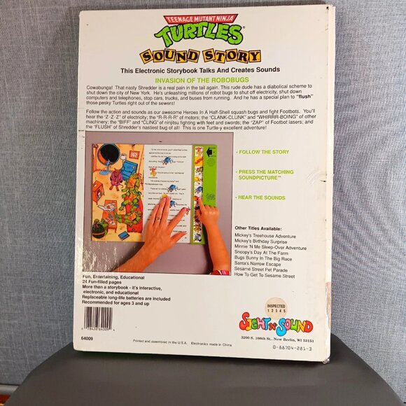 TMNT Teenage Mutant Ninja Turtles Sound Story Book NONWORKING VTG 90s Toy fandom - Picture 4 of 6